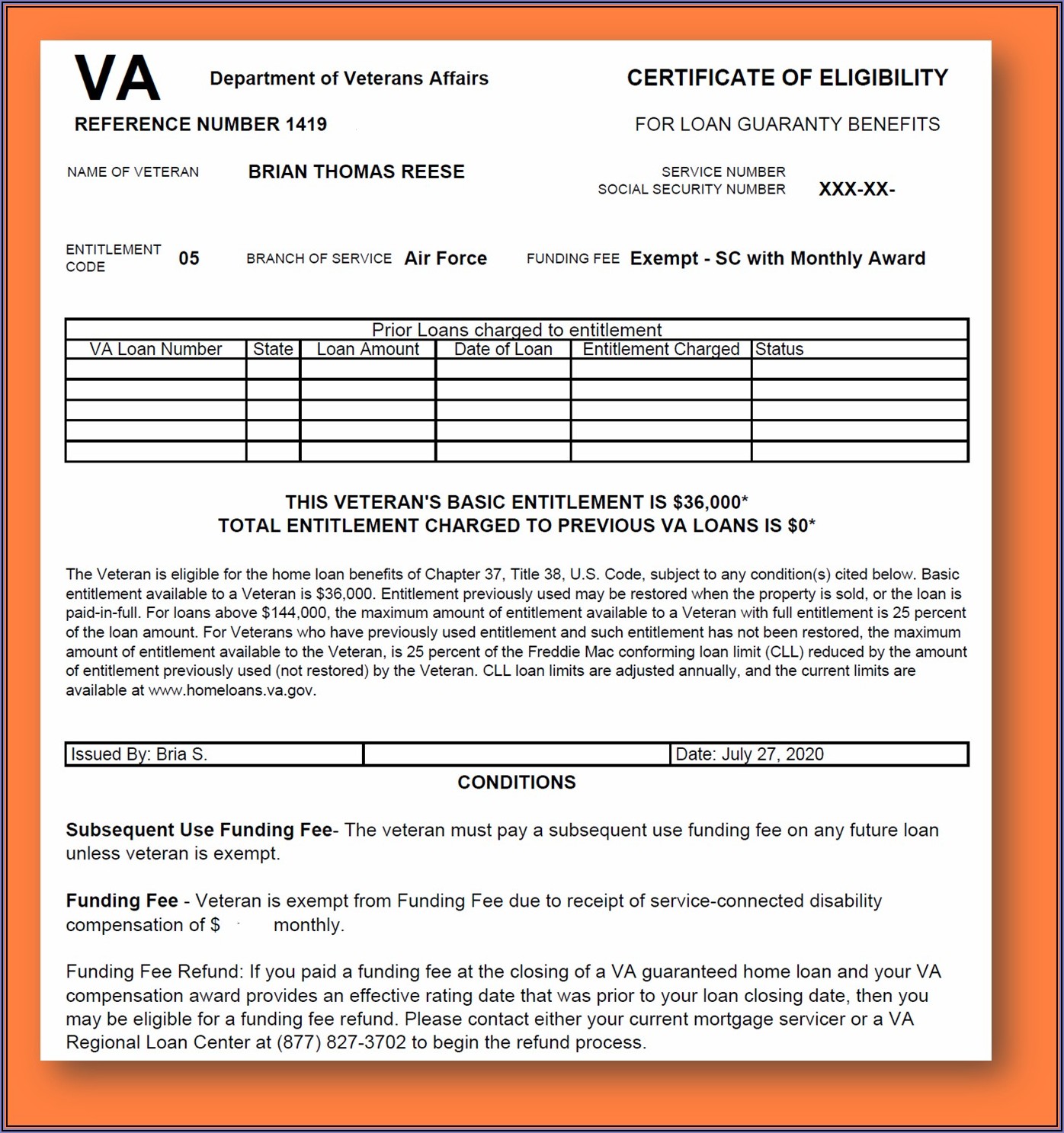 Va Loan Eligibility Certificate Application