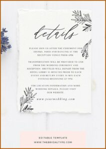 Wedding Details Card Template