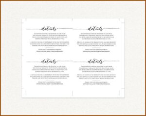 Wedding Hotel Information Card Template