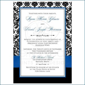 Wedding Invitation Cards Blank Templates Royal Blue