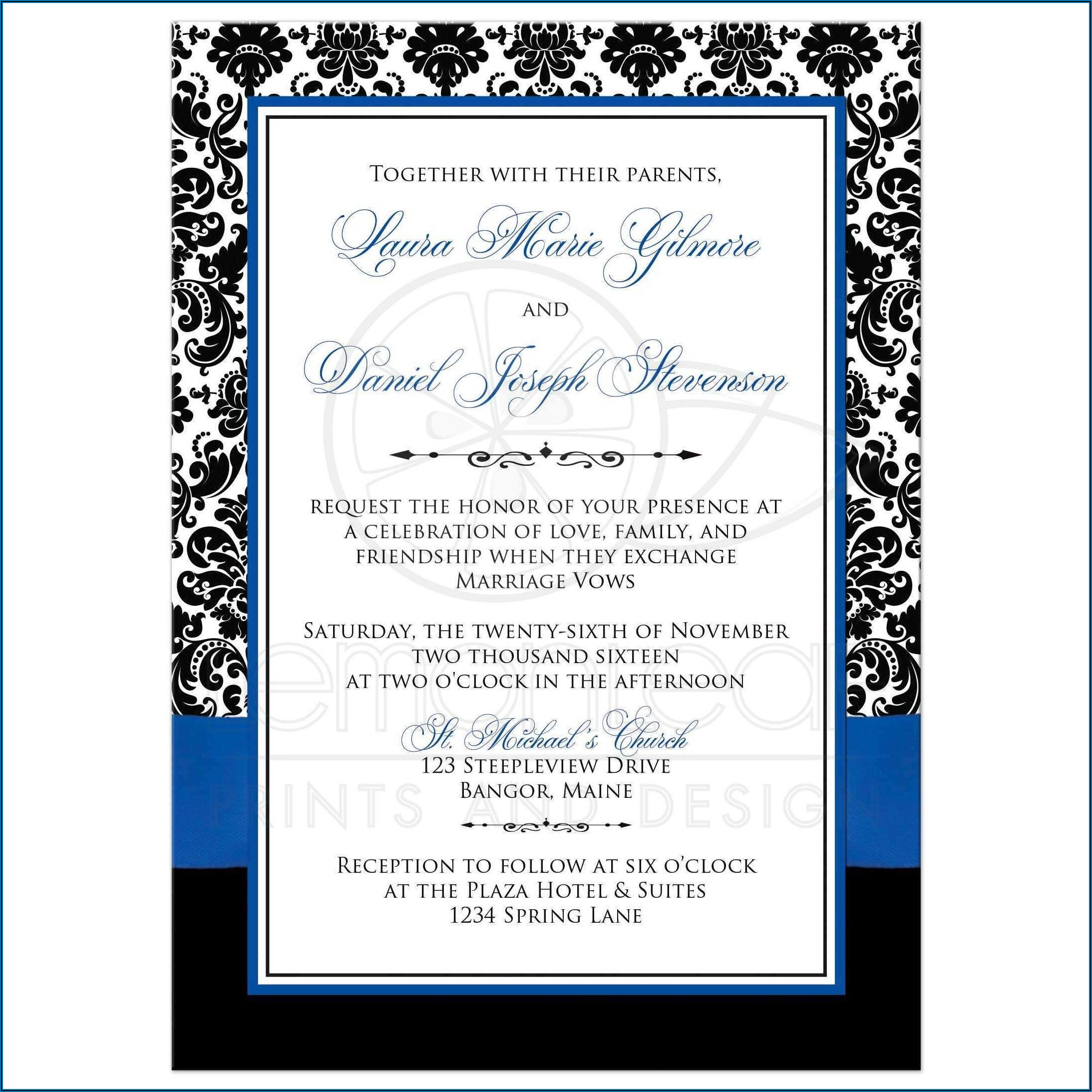 Wedding Invitation Cards Blank Templates Royal Blue