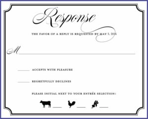 Wedding Rsvp Template With Menu Choice