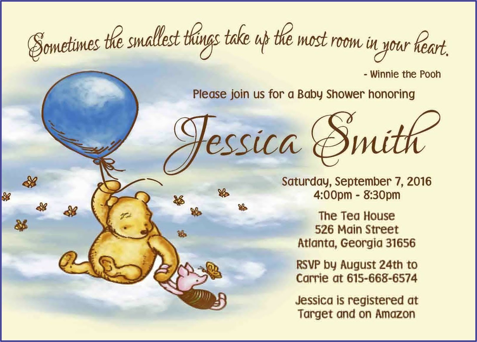 Winnie The Pooh Baby Shower Invitations Templates Free