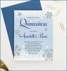 Winter Wonderland Themed Sweet 16 Invitations