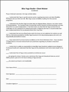 Yoga Liability Waiver Template