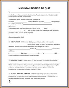 30 Day Notice To Quit Form Michigan