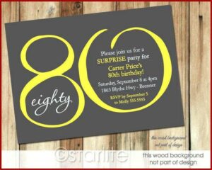 80th Birthday Invitation Template