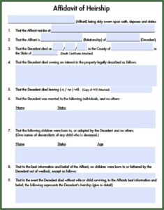 Affidavit Of Heirship Form Philippines