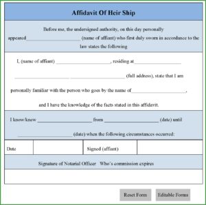 Affidavit Of Heirship Forms