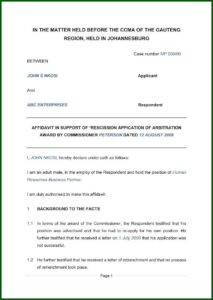 Affidavit Sample South Africa