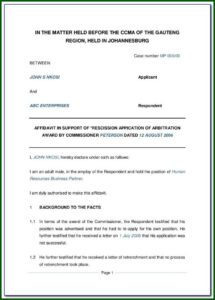 Affidavit Template South Africa