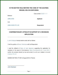Affidavit Template South Africa Pdf