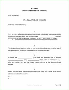 Affidavit Template South Africa Travel