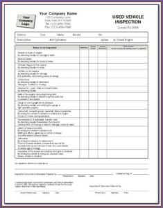 Annual Vehicle Inspection Report Form Pdf