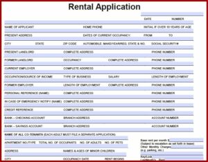 Apartment Rental Application Template Free