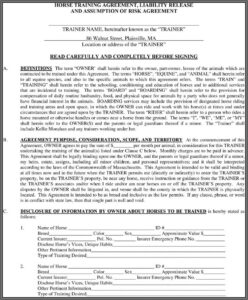 Arizona Equine Liability Release Form