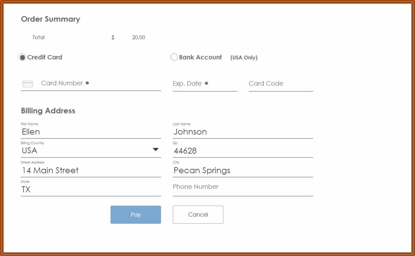 Authorize.net Hosted Payment Form