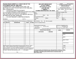 Auto Repair Invoices Template For Free