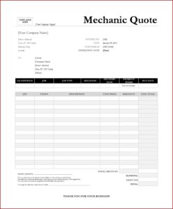 Auto Repair Shop Invoices Templates