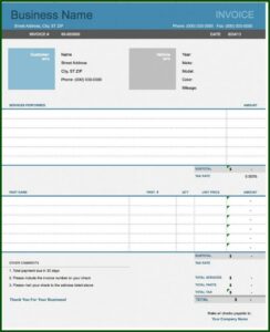 Automotive Repair Invoice Template Excel