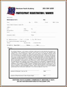 Baseball Camp Registration Form