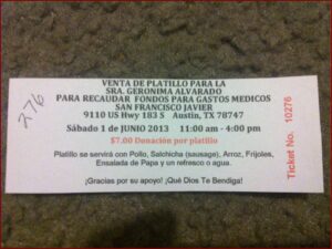 Benefit Plate Sale Ticket Template