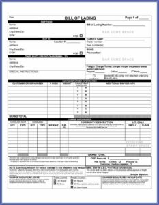 Bill Of Lading Formato Pdf