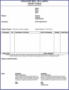 Bill Of Lading Short Form Pdf