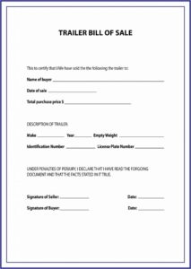 Bill Of Sale Template For Car