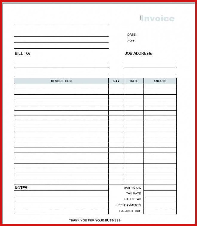 Blank Printable Invoice Template Free