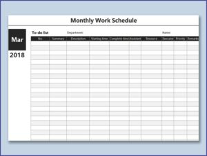 Blank Work Schedule Template