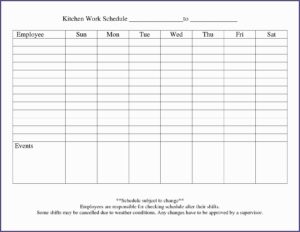 Blank Work Schedule Template Monthly