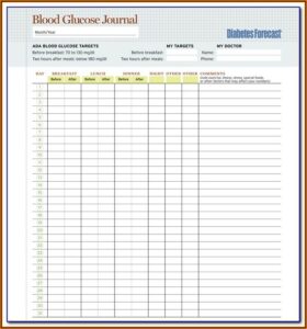 Blood Sugar Tracking Spreadsheet