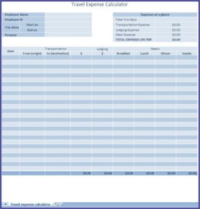 Business Expense Report Template Excel