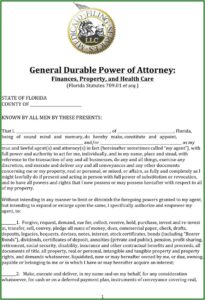 Business Power Of Attorney Form Florida