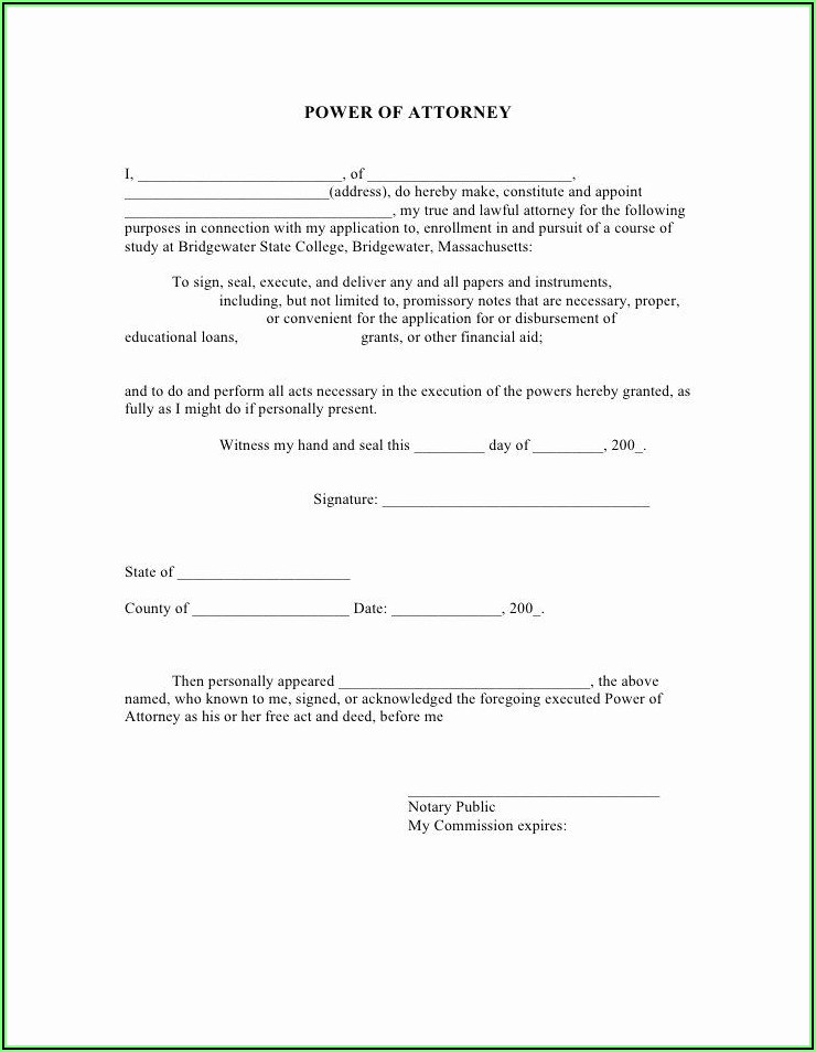 Business Power Of Attorney Form