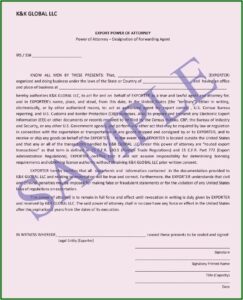 Business Power Of Attorney Sample