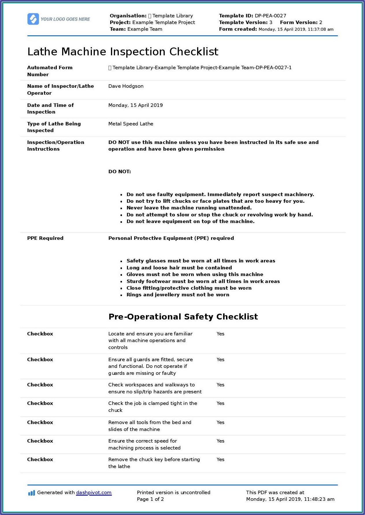 Buyers Home Inspection Checklist Form