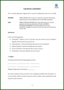 Car Lease Agreement Template Pdf