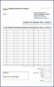 Car Repair Invoice Template Word
