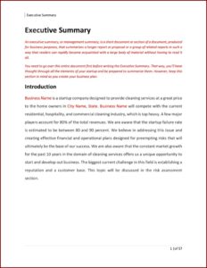 Cleaning Business Plan Template Uk