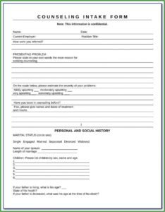 Client Intake Form Counselling