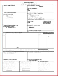 Commercial Invoice Template Canada To Us