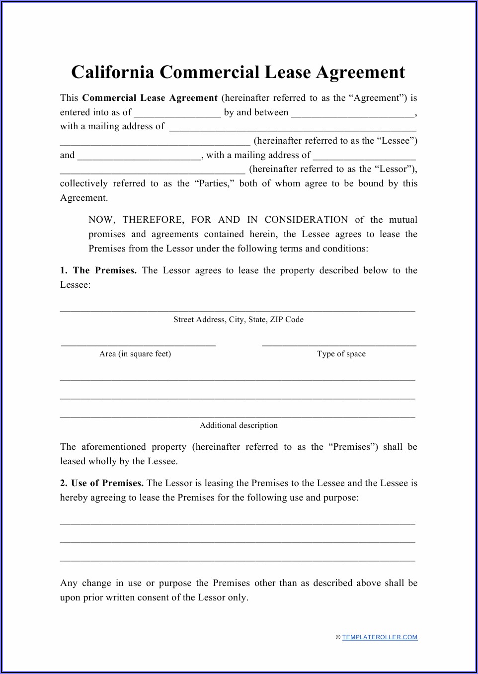 Commercial Lease Template Pdf