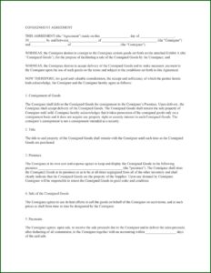 Consignment Stock Agreement Example