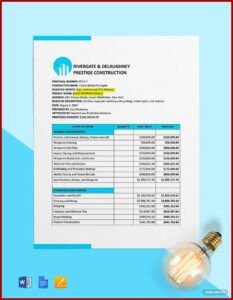 Construction Cost Estimate Template Word