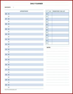 Daily Appointment Planner Template