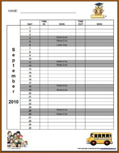 Day Care Attendance Form