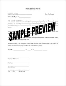 Demand Promissory Note Template Canada