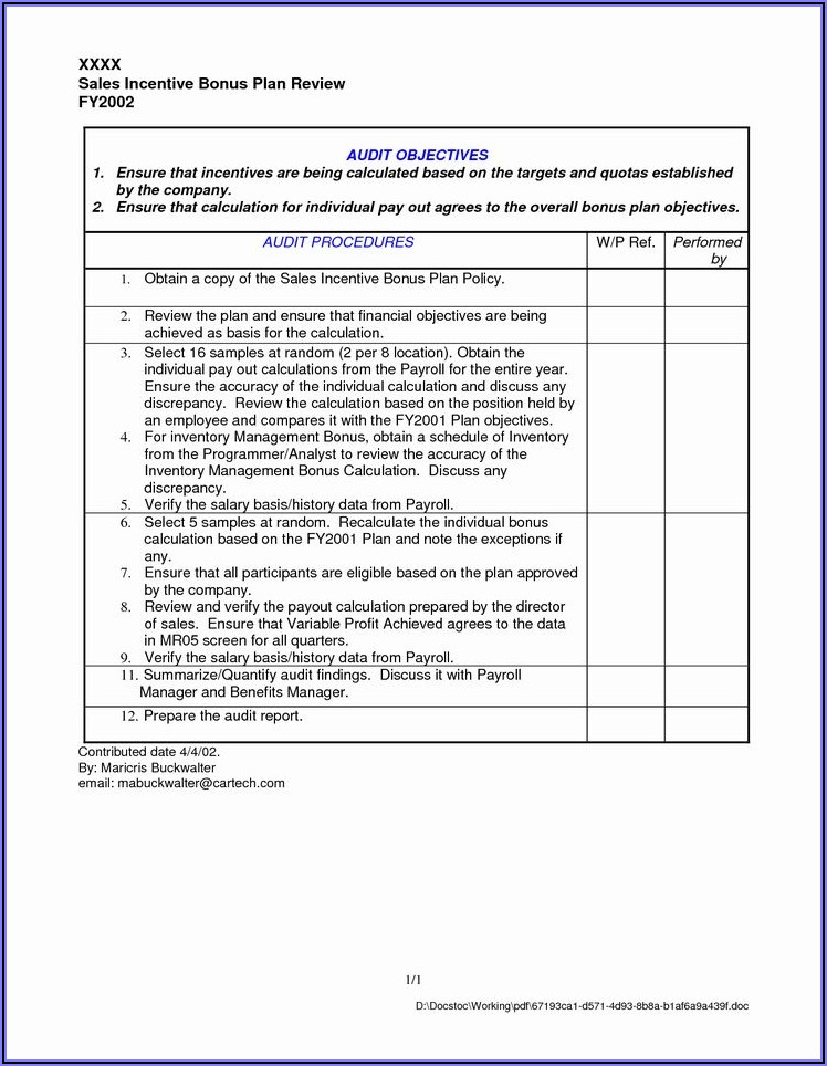 Employee Incentive Plan Template